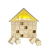 🎁【Mit Schubladen】Zählen Sie die Tage bis zum Weihnachtstag herunter, gestaltet mit 24 nummerierten Türen (3,5x5x3,5cm), hinter denen für jeden Tag ein kleines Geschenk versteckt werden kann.