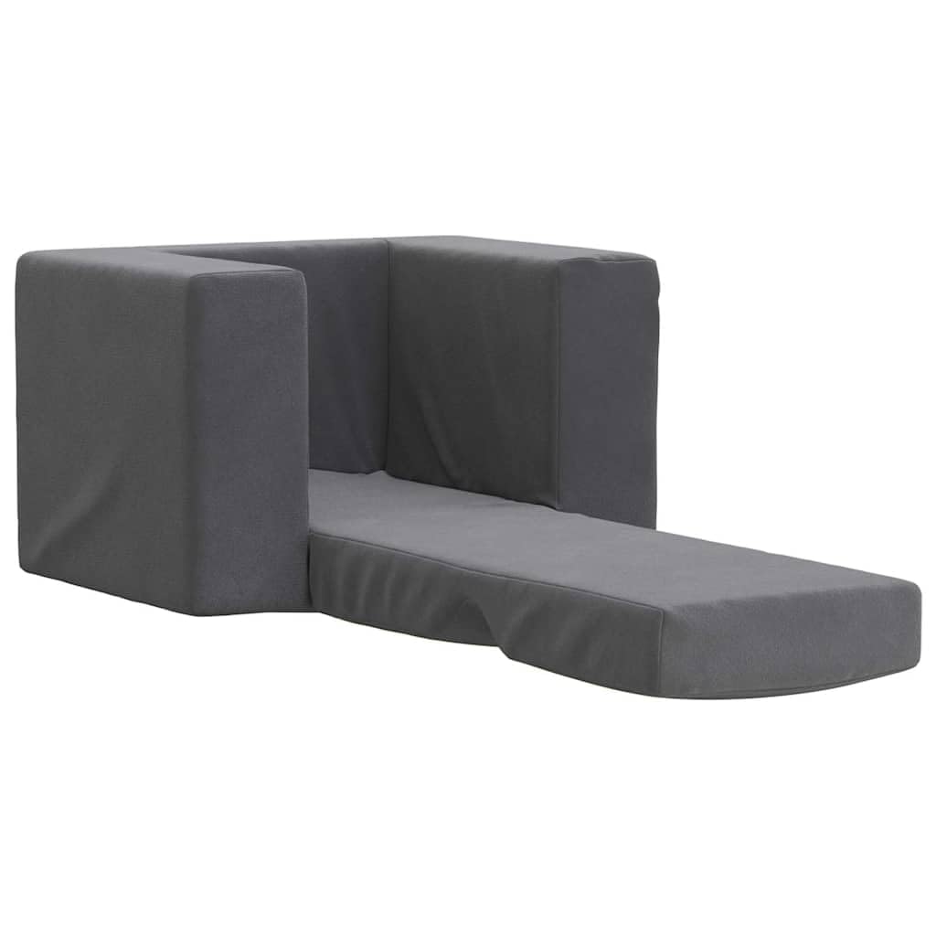 Sofa do spania dla dzieci, antracytowa, miękki plusz, meble do pokoju dziecięcego ze zdejmowaną poszewką, tapicerka piankowa, zestaw do spania, łóżko dziecięce, szafa na ubrania