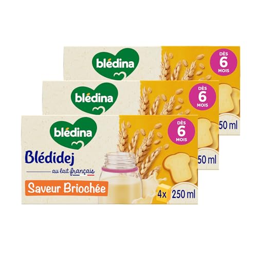 Blédina Blédidej - Céréales bébé Lactées Saveur Briochée - Dès 6 Mois - 12 briques de 250mL