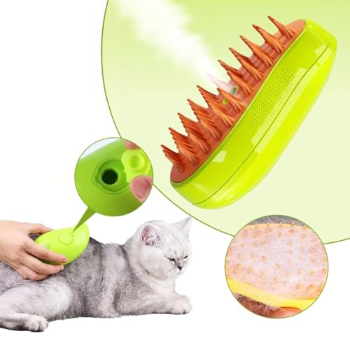 Escova Tira Pelo Vapor USB Recarregável para Cão e Gato, 3 Modos (Verde)