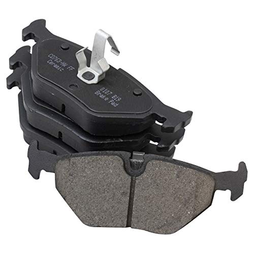 Image of TRQ Performance Rear Brake Pad and Rotor Set Ceramic Slotted Drilled G Coated Rotors Calipers Compatible with 2001-2003 BMW 325xi