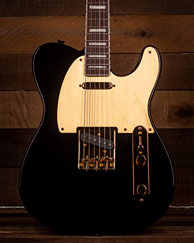 Fender Squier 40th Anniversary Telecaster Gold Edition LRL Black Guitarra Eléctrica - Les Beatles, Paul McCartney, John Lennon, RIngo Starr, George Harrison Fender Squier 40th Anniversary Telecaster Gold Edition LRL Black Guitarra Eléctrica