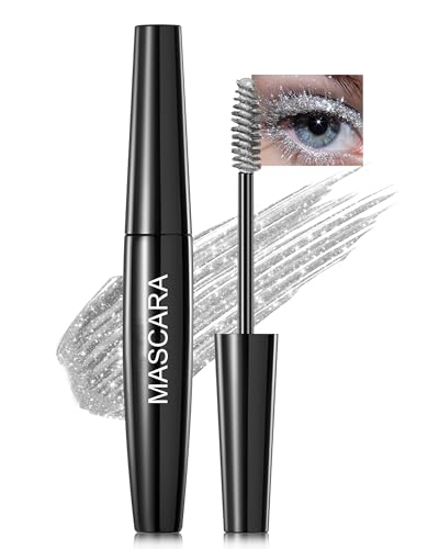 Silver Glitter Mascara for Eyelashes, Diamond Sparkle Colored Mascara Tube