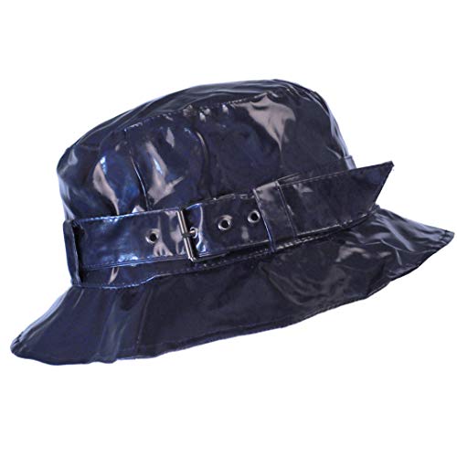 TOUTACOO, Gorro para la Lluvia en Vinilo, Sombrero Impermeable (06- Azul molto Scuro, Liso)