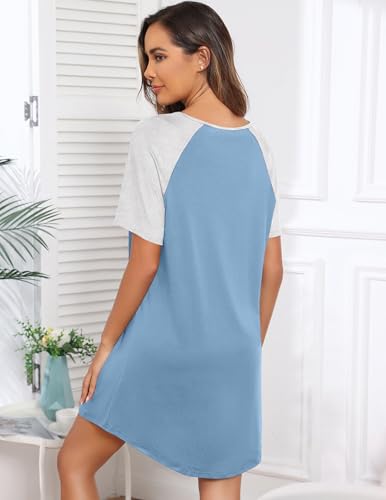Image of Ekouaer Sleep Shirts for Women Short Sleeve Night Shirts for Sleeping Pullover Nightgown Soft Nightdress S-XXXL