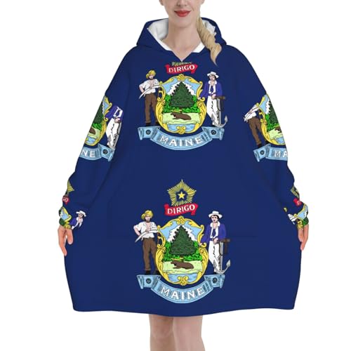 Couverture à capuche Maine en flanelle épaisse avec manches et poche