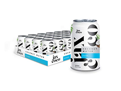 Jax Coco - 100% Pure Coconut Water - 24x 330ML - No Added Sugar - Low Calorie - Recyclable Tin Can Packaging - Water From Filipino Coconuts