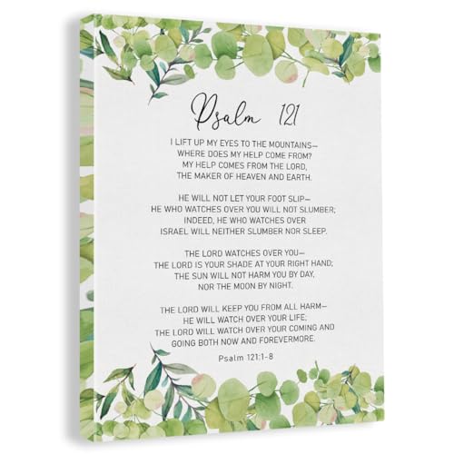 Inspirational Bible Verse Wall Art Decor Watercolor Religious Psalm 121 Canvas Painting Framed Scripture Canvas Artwork Print Poster 12