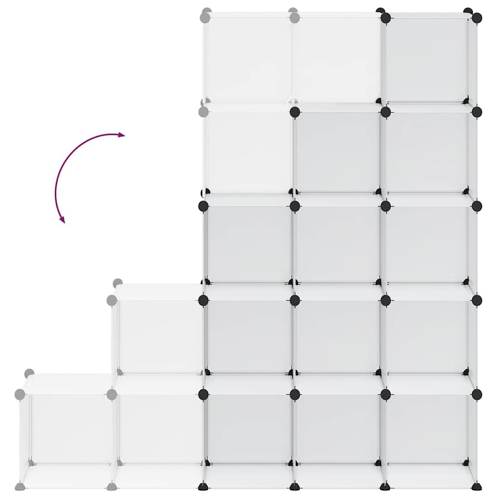 Generisch Estantería de cubo de polipropileno transparente con 15 cubos, estante de almacenamiento de paneles de plástico impermeable y marco de acero resistente, fácil de montar con martillo de