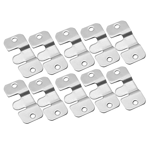 Image of 5Pairs Photo Frame Hook，Interlocking Flush Mount Bracket Picture Hanger，Stainless Steel Picture Hanging Hooks， Heavy Duty Mirror Hanging Buckle Furniture Connector Headboard Wall Mounting Hardw