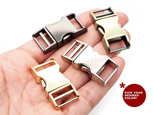 CRAFTMEMORE 1/2 inch Metal Curved Side Release Buckle Clip Lock for Belt Paracord Bracelet Pet Collar Pack of 5