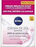 NIVEA Crema de Día Nutritiva FP30 (1 x 50 ml), crema facial con protector solar 30, crema hidratante facial para piel seca y sensible con manteca de karité
