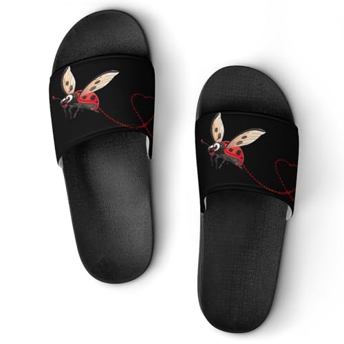 Ladybeetle Ladybugs Nature Insect Unisex Shower Shoes House Slippers Non-Slip Indoor Bathroom Shoes for Pool Beach 37 (235mm)