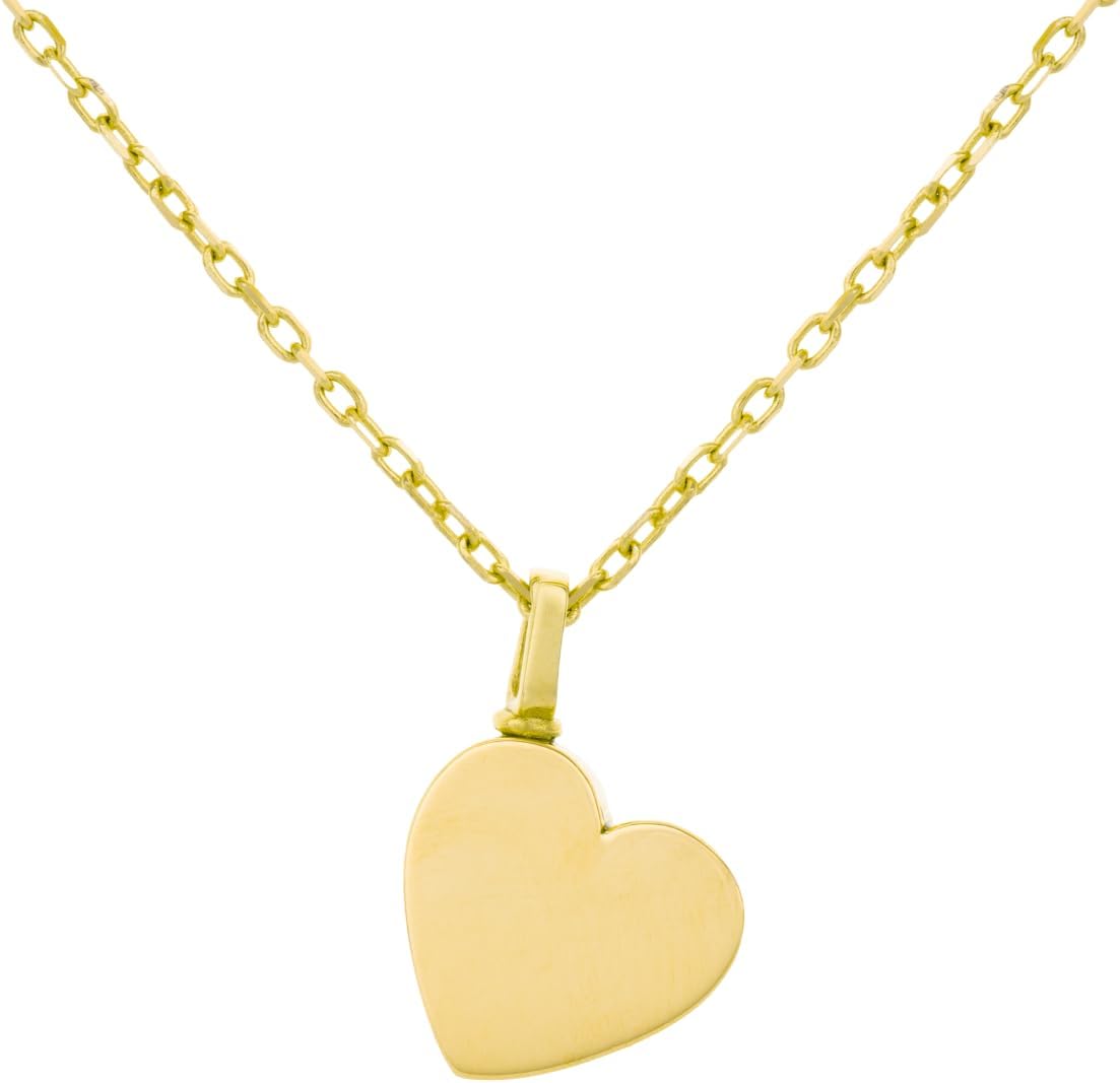 Gold Necklace - 14K Real Gold Urn Necklace with Heart Pendant Custom Name, Personalized Funeral Heart Pendant, Recycled Metal, Keepsake Jewelry