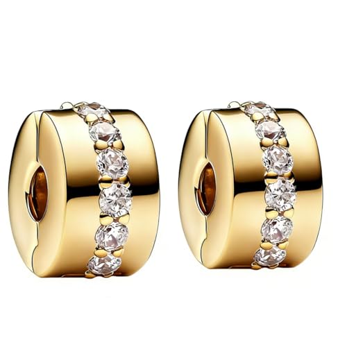 WEIMU Charms Stopper 925 Plata de Ley para Pulsera, Tope para abalorios, Pulseras, Colgantes Espaciadores (Dorado 8)