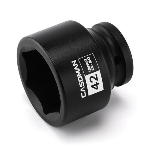 CASOMAN 3/4"Drive x 1-1/2" Shallow Impact Socket, Jumbo Impact Socket, SAE, 6-Point, CR-MO, Black Phosphate Finish 1-1/2" (Shallow)