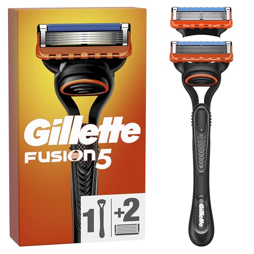 Gillette Rasoir Pour Homme Fusion5, Manche Et 2 Cartouches A 5 Lames, Lame De Précision Pour Les Zones Difficiles, Bande Lubrifiante Pour Une Glisse Fluide...