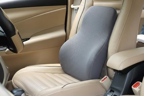 Image of Memory Foam Car Seat Back Support, Orthopedic Lumbar Back Rest for Back Pain Relief, Back Support Pillow for Office ChairCarBack Support Pillow,-Seat Cushion (Back Grey, SEAT CUSION)