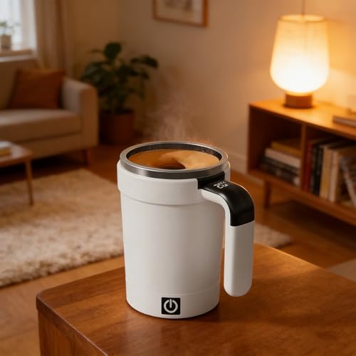 Taza electromagnética auto mezclable NKU 380 ml blanca miniatura 1