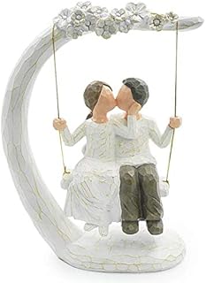 Aoneky Wedding Anniversary Present for Couple - Engagement Figurine for Her, Him - Wife and Husband Love Sculpture, Home, Office, Car Decorations, Novelty Ornaments (White Swing)