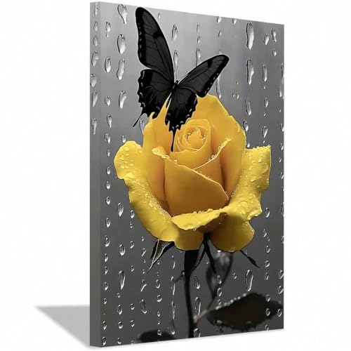 Tableau sur toile rose jaune 60x90cm déco salon moderne