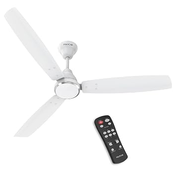 Polycab Wizzy Vibe 1200mm 5-Star BLDC Ceiling fan for Home with Remote| Energy Saving | High Air Delivery | 3+1 yr Warranty [Matt White]