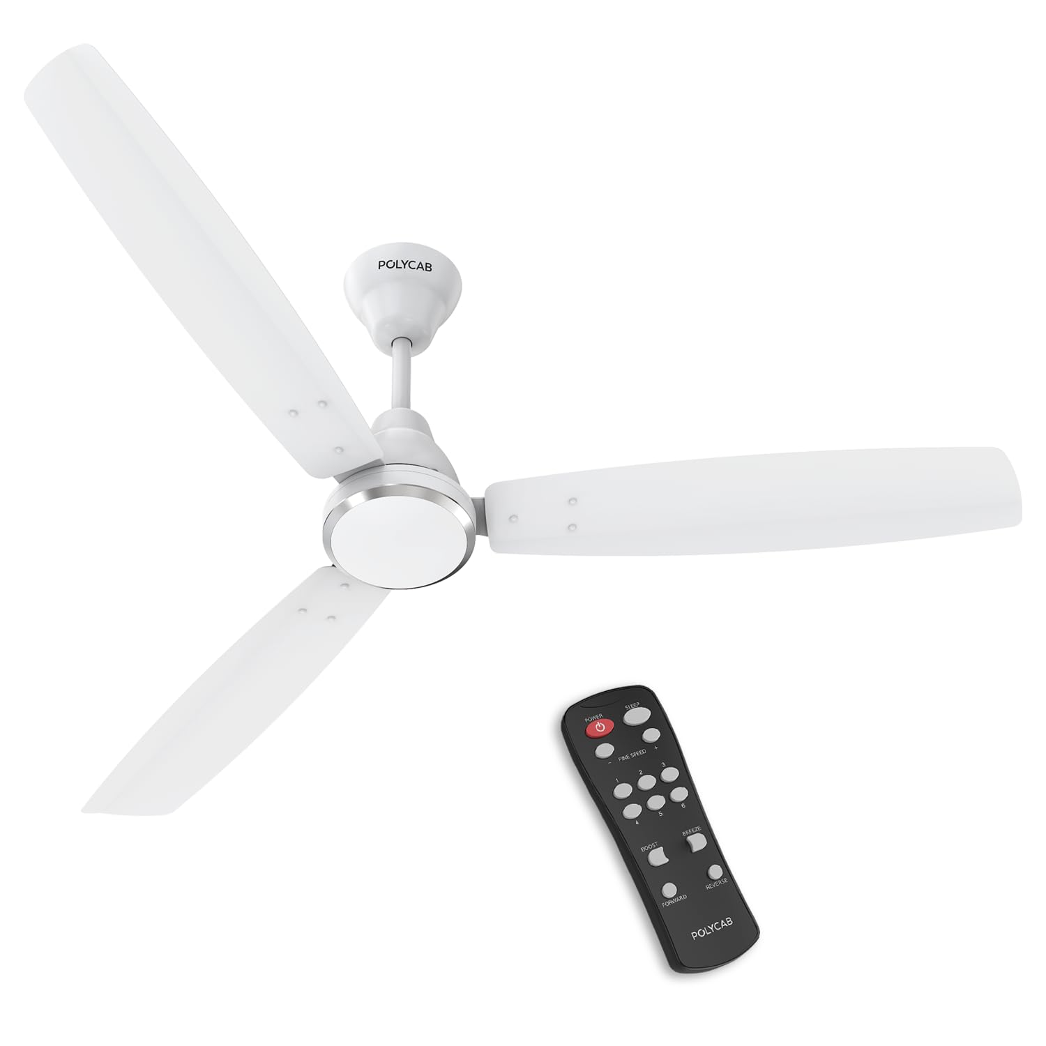 Polycab Wizzy Vibe 1200mm 5-Star BLDC Ceiling fan for Home with Remote| Energy Saving | High Air Delivery | 3+1 yr Warranty [Matt White]