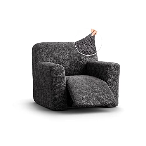 Paulato By Ga.i.co. Recliner Slipcover - Recliner Chair Cover - Soft Polyester Fabric Slipcover - 1-Piece Form Fit Stretch Furniture Protector - Microfibra - Dark Grey (Recliner Cover) #TOP9