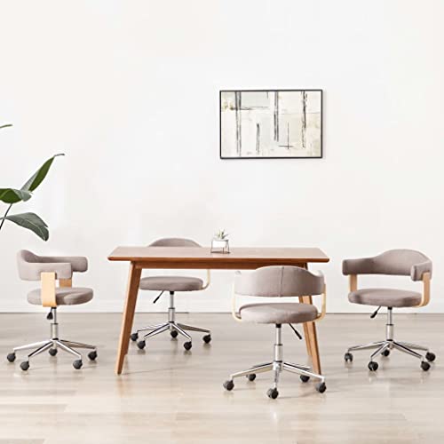 SKM Sillas Comedor giratorias 4 uds Madera Curvada Tela Gris Taupe,Mobiliario,Sillas,Sillas de Comedor,Gris Topo,3054906