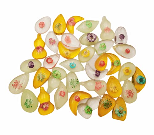 Multiple Pieces Flower Amber, Luminous Amber Fossil Pendants, Flower Specimens, Educational and Scientific Amber Collections (24 Pcs)