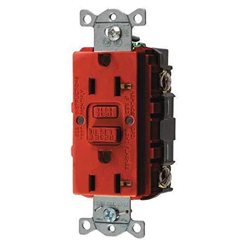 GFCI Receptacle,15A,125VAC,5-15R,Red HUBBELL WIRING DEVICE-KELLEMS GFRST15R