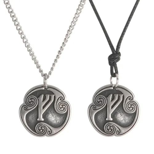 Vintage Runes Charms Necklace Viking Jewelry Adjustable Rope Chain Necklace-Link Chain-fehu