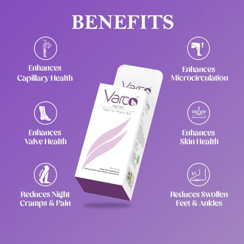 Image of Varco Leg Care Topical Phyto Oil For Management Of Varicose Veins, Spider Veins, Leg Pain| Deep Penetrating Formula Helps Reach the Root Cause of Varicose veins| Reduces Cramps & Swelling- 3Pc(60x3ml)