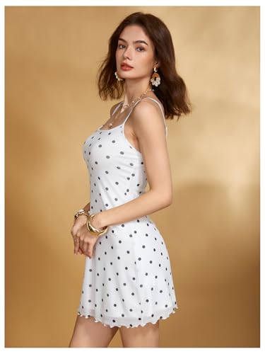 Image of Floerns Women's Summer Spaghetti Strap Cowl Neck Satin Mini Tropical Dress