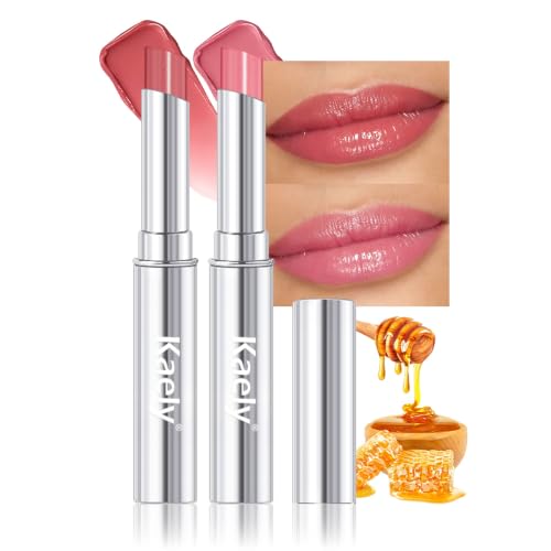 Image of evpct 2Pcs Dusty Pink Honey Lipstick Moisturizing Tinted Lip Balm for Women | Hydrating Formula Tinted Lip Oil Stick, Sheer Lightweight Softening, Shine Glowy Lipgloss Lips Color Tint Stain, Cruelty-Free