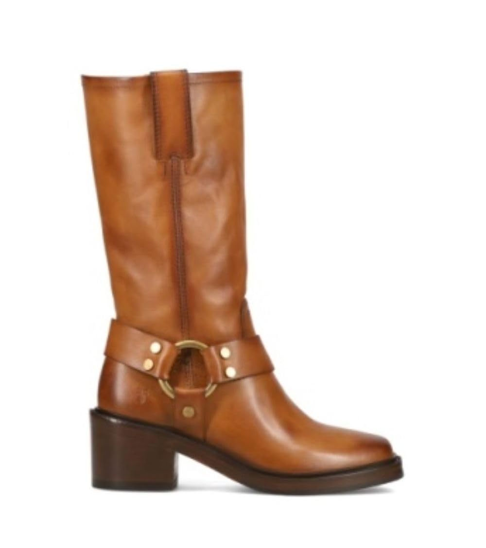 Frye Kate Harness 11 Leather Boots for Women - Mid Calf Boots with Signature Harness Detail Leather Lining