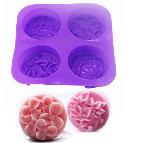 X-Haibei Mixed Flower Round Bath Soap Silicone Mold