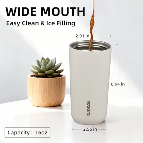 Image of BJPKPK 16oz Insulated Travel Coffee Mug, Stainless Steel Tumbler
