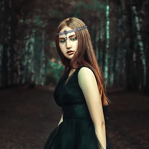 Coteeza Handmade Viking Crown Fairy Circlet Headpiece Medieval Crystal Rhinestone Tiara Renaissance Headband Festival Costume Hair Accessory For Women Men Cosplay Wedding Carnival Party #TOP4