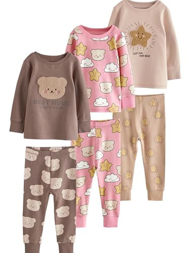 NEXT Mädchen Snuggle Schlafanzüge 3er-Pack Brown Bear/Star 98-104