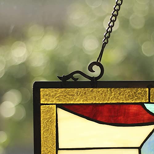 Chloe Lighting ANTHURIUN Tiffany-Style Floral 24\" Height Stained Glass Window Panel, Multi-Colored