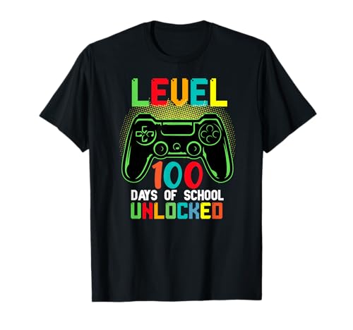 Video Gamer Estudiante 100th Day Maestro 100 Días de Escuela Camiseta