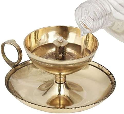 NKlaus Ghee lamp oil lamp with wick handmade brass house garden gold big new 1578