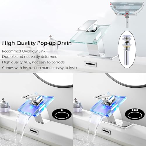 Grifo monomando de cascada cromado de alta gama con luces LED integradas 2