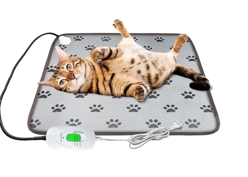 Pet Heating Pad with AU Plug Dog Cat Bed Warmer Heated Pet Mat House Pad Waterproof Warming Mat for Dog Cat Electric Blanket Chew Resistant Cable (Grey, 45x45CM)