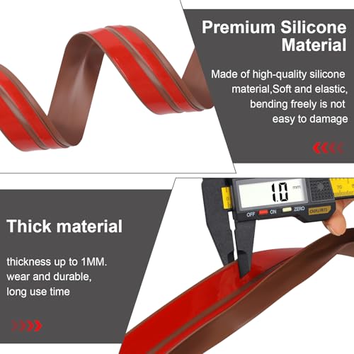 Benory T-Shaped Silicone Weather Stripping Door Seal Strip for Door & Window Frames - 20Ft Draft Stopper (Brown)