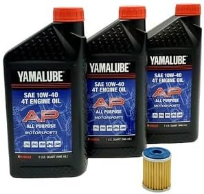 Yamaha Yamalube Warrior 350 (1987-2004) All Purpose Oil (3 Quarts) Oil and Filter Change Kit, #1UY-13440-02-00 and #LUB-10W40-AP-12