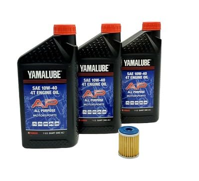 Yamaha Warrior 350 (1987-2004) all Models Oil Filter Change Kit Yamaha Part1UY-13440-02-00 and 3 Quarts All Purpose LUB-10W40-AP-12