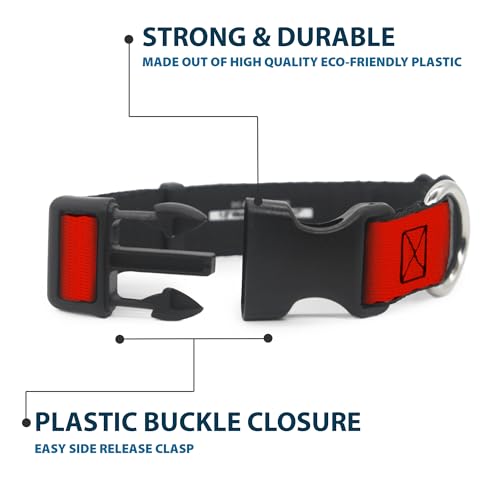 Collar rojo Buckle Down pc-w11801-s para perro pequeño con cierre clip de plástico resistente 5