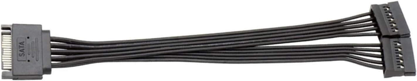 Sata Power Splitter Cable SSD HDD Hard Drive Power Cable Sata 15 Pin Male to 2 x Female Power Y-Splitter Extension Cable(32cm)